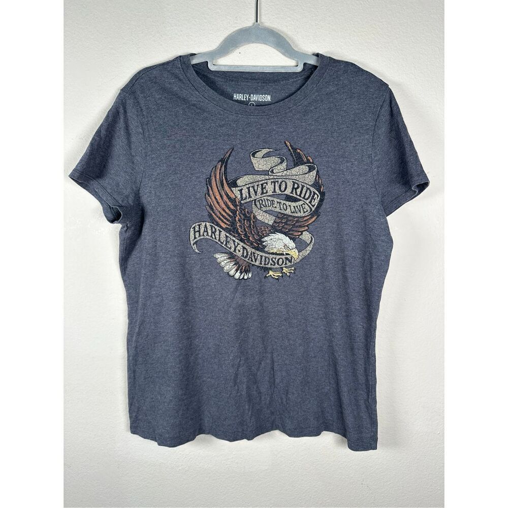 Harley Davidson Women's Gray Graphic Tee Sz Large